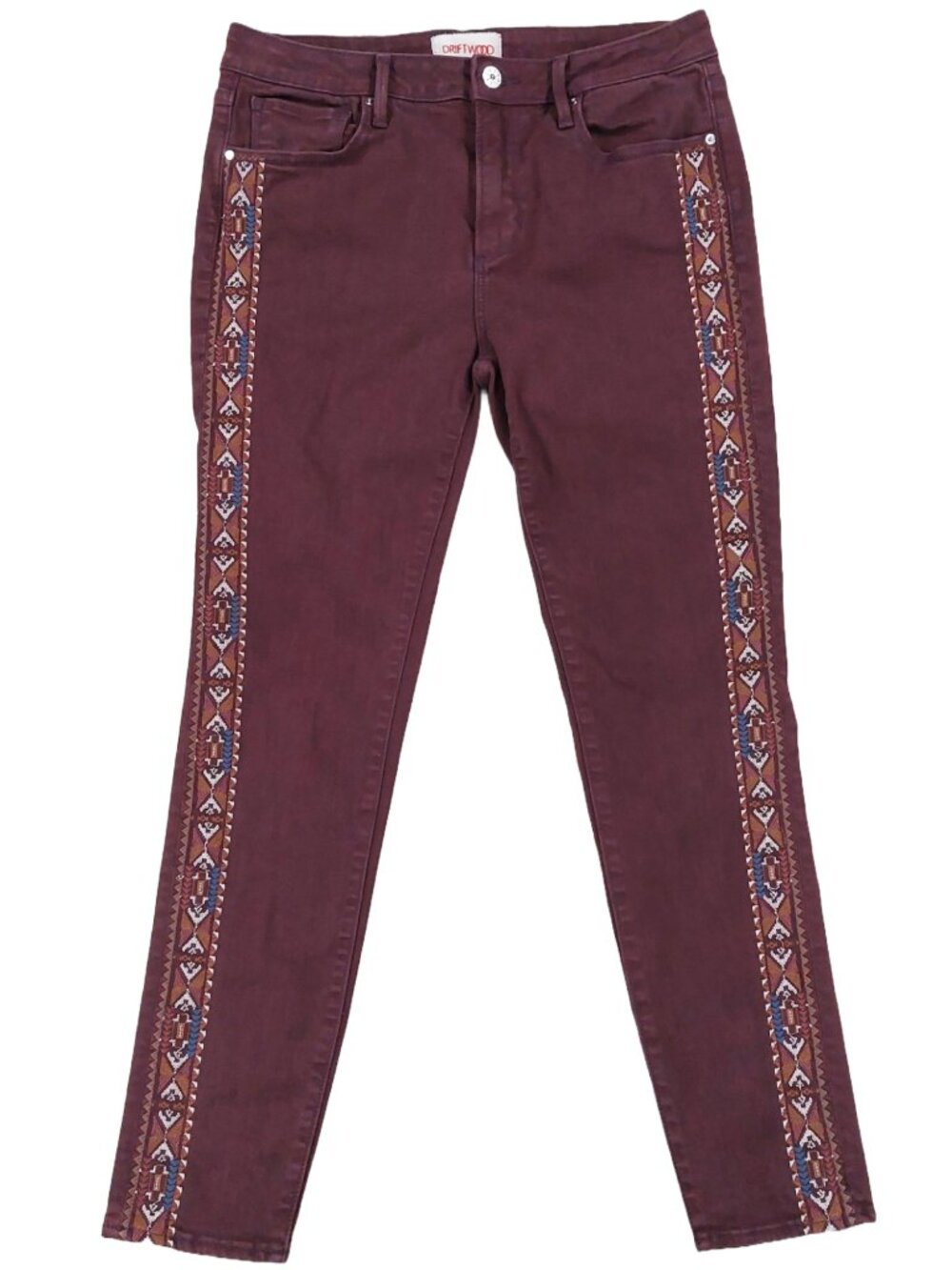 Driftwood Jeans Womens 29 x 28 'Jackie Mid-Rise' Southwestern Embroidered Skinny